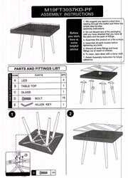 Mesa de poliratán Adila cuadrada nogal con cristal cm90x90xh77