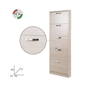 Zapatero slim de melamina madera 5 puertas olmo cm 180x65x15