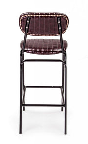 DEBBIE Taburete de bar vintage de polipiel burdeos 44x51x h100 cm