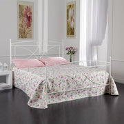 Cama doble de hierro con reposapiés ALICE blanco 166x208x h128 cm