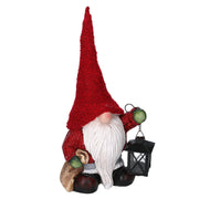 Gnomo de resina con farolillo rojo 23,5x17h50 cm