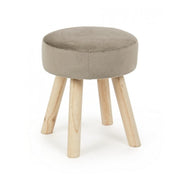 Taburete Adeline en madera efecto terciopelo gris tórtola