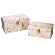 Caja de madera rectangular 1-2 adornos dorados cm30x18,5h15