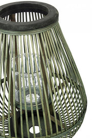 4x Farol Trípode Bambú Ver-Negro H61.5