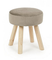 Taburete Adeline en madera efecto terciopelo gris tórtola