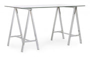 Alchimia Escritorio moderno cromado con tapa de cristal 140x70x76h cm