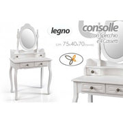 Consola de cámara con espejo y cuatro cajones blancos