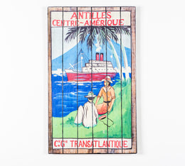 Estampa sobre madera con lienzo multicolor 60x100 cm