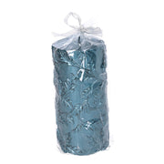 Vela de parafina hojas en relieve azul cm ø7h15