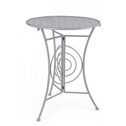 Mesa de jardín plegable redonda en acero gris MARLENE diámetro 60x h77 cm