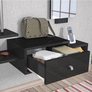 Mueble recibidor dorado antracita suspendido con espejo