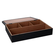 Caja de té de madera negra rectangular cm20x6x29
