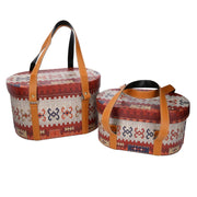 Caja ecopiel con asas 1-2 oval roja cm36x26h20