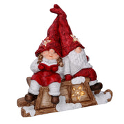 Resina LED Papá Noel con niño rojo cm40x26h15