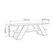 Mueble TV abierto 2 estantes vintage blanco 120x33,5x40 h cm