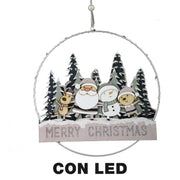 Guirnalda led madera y metal verde Papa Noel cm24x3,5x40,5