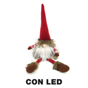 Gnomo de tela sentado con led rojo cm15x11h55