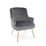 Sillón Clelia gris efecto terciopelo dorado