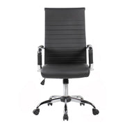Sillón de oficina Folkvan con base cromada en ecopiel negra
