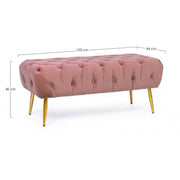 Mueble banco otomano rosa con patas 103x46x40h cm
