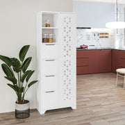 Mueble multiusos Yada maxi blanco con puerta decorada, 4 cajones y 2 nichos