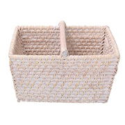 Cesta de almacenamiento rectangular de mimbre del algarve blanco cm26x21h15