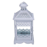 Farol metálico 1-3 blanco mate plata cuadrado cm24x24h52,5