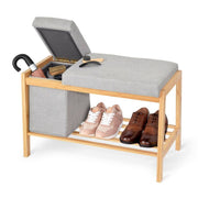 banco de madera con contenedor