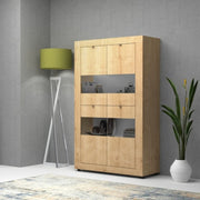 Vitrina Aparador de salón con cuatro puertas Roble FIESTA 102x45x h162 cm
