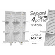 Presidenta de madera 4 paneles de madera blanca en mal estado 165 xh.170 cm