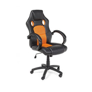 Sillón de oficina con pulseras racing negro-naranja en polipiel