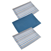 Loneta 3 piezas azul hilo teñido raya cm50x70