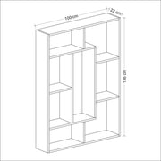Librería Liam blanca con detalle geométrico nogal 100x136h