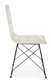 Silla de estilo moderno en acero y kubu Blanco LUCILA 45x55x h85 cm