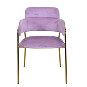 Sillón de diseño de terciopelo y metal morado rotterdam dorado