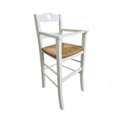 Trona para bebé 708 madera blanca y asiento de paja