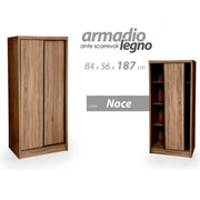 Armario con puertas correderas de nogal con doble compartimento 84 x 56 x 187 H CM