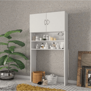 Mueble lavadora blanco con puertas y baldas