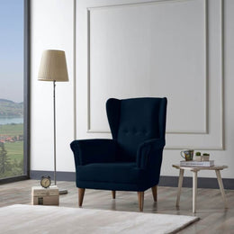 Sillón Bergere tela azul oliva