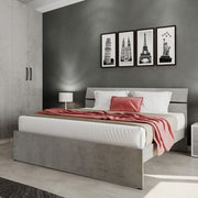 Cama doble para dormitorio, gris cemento, cm 200x171xH 98