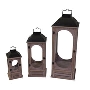 Farol de metal madera gris natural 1-3 c-cajón cuadrado 32x32h85 cm