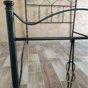 Cama doble de hierro forjado con pie de cama en oro negro PRIMULA 130x202x h127cm