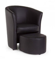 Sillón de polipiel con puf extraíble negro RITA 64,5x 59,5x h78 cm
