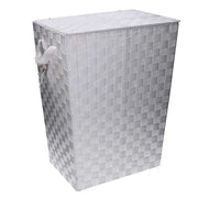 Cesta rectangular forrada poliéster blanco cm40x30h53