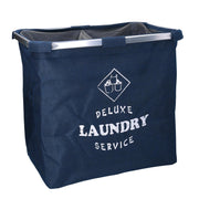 Cesta doble plegable de tela azul cm 54x34,5h50,5