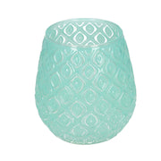 Portavelas cristal verde decorado redondo 1p cmø12,5h13