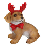 Perro resina con cuernos y lazo 17x10h17 cm