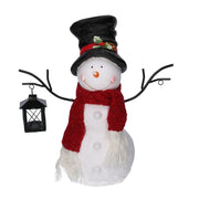 Muñeco de nieve de resina con farol blanco con led cm37x19h44