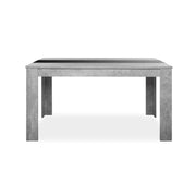 Mesa de comedor color cemento con inserto reversible blanco o negro 138x80xh.74 cm