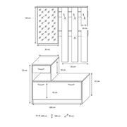 Mueble armario de entrada blanco y hormigón 100x25xh.180 cm